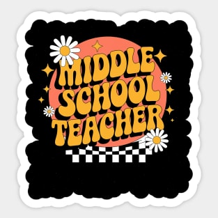 Middle School Teacher Groovy Happy First Day Of School Sticker